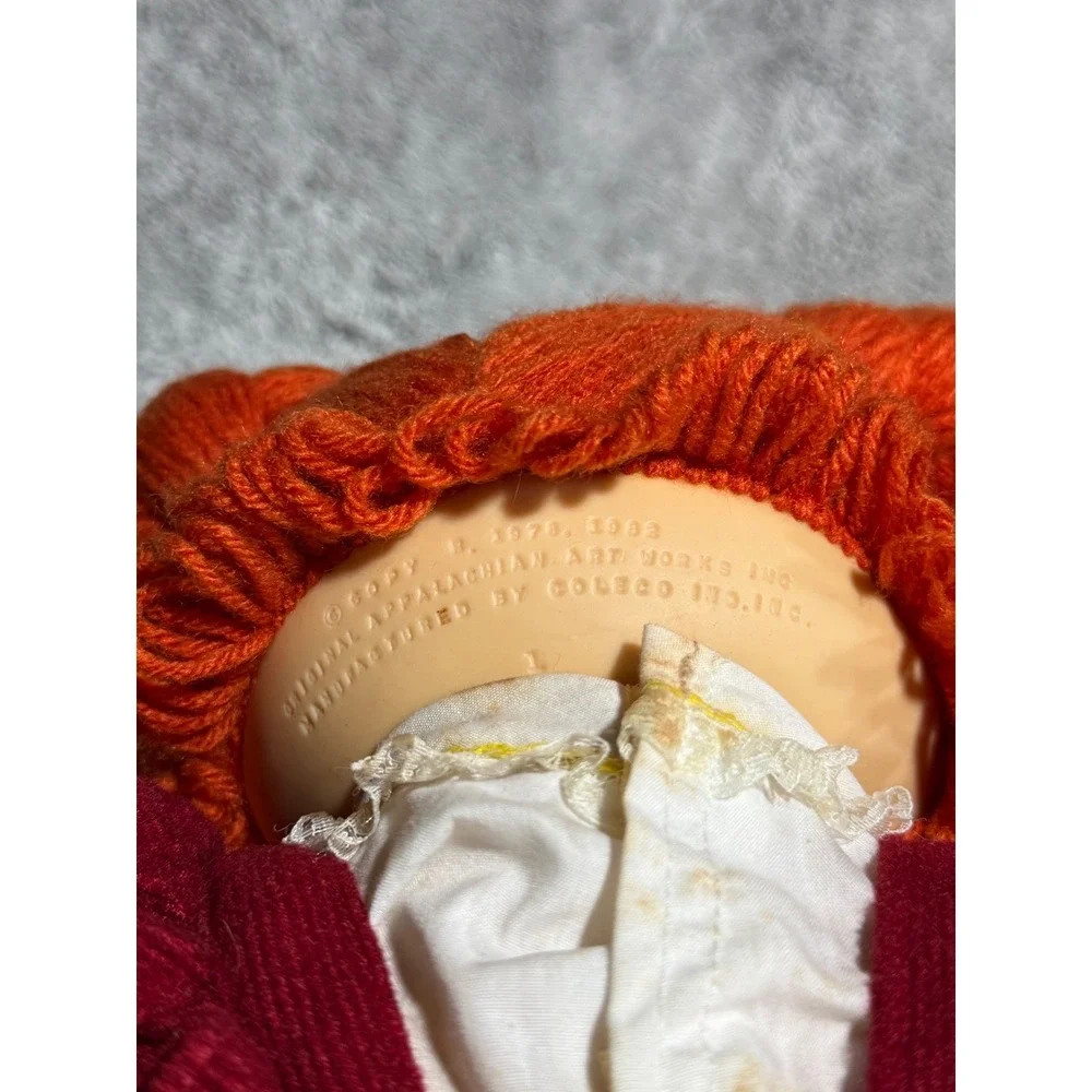 Cabbage Patch Kids Vtg Girl Doll Red Yarn Hair Blue Eyes Red Corduroy Overalls